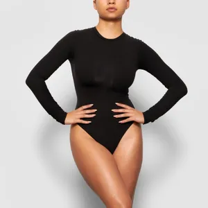 Skims Fits Everybody Long Sleeve Crewneck Bodysuit Onyx Size XS thumbnail 1