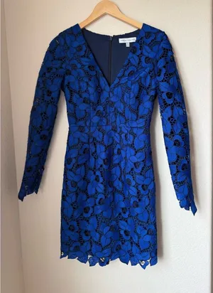 Dress the Population Katherine Long Sleeve Lace Mini Dress Size XS thumbnail 1