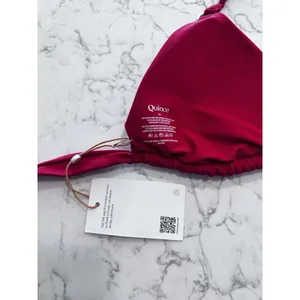 NWT Quince Cherry Red Italian Full Coverage Ring Triangle Bikini Top Size XL thumbnail 3