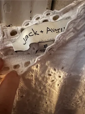 Jack + Avery White Cotton Eyelet Lace Top XL Short Sleeve Blouse Fairy Coquette thumbnail 4