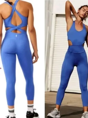 Free People Movement Blue Jumpsuit Womens XS Athletic Gym Workout One Piece thumbnail 2