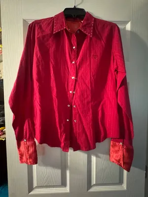 Twenty X Red Rhinestone Metallic Western Shirt Medium thumbnail 1