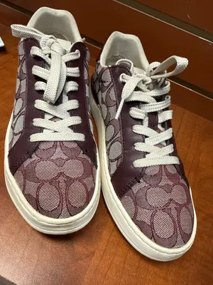 Coach G4967 Clip Low Top Sneakers Burgundy Signature C Size 8B thumbnail 2