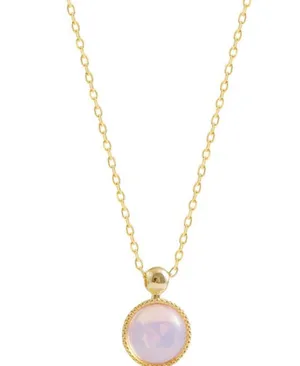 18K Gold Plated Pink Opal Pendant Necklace for Women thumbnail 2