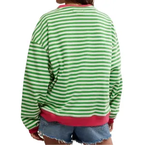 FREE PEOPLE Classic Striped Oversized Crewneck Pink Clover Combo Size M thumbnail 9