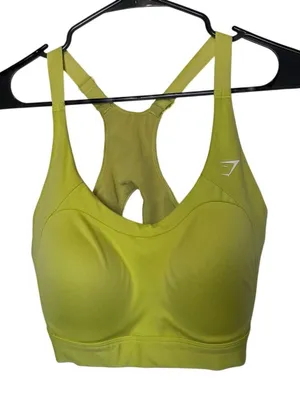 Gymshark Yellow Green Mesh Back Scoop Neck Racerback Active Sports Bra Sz Large thumbnail 1