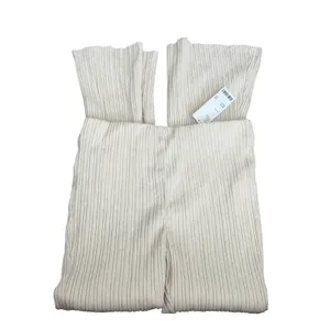 Urban Outfitters Cream Ribbed Knit Flare Pants High‎ Rise Cream Ivory Large NEW thumbnail 3