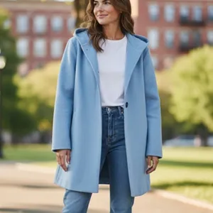 NWT ~ Women's Light Blue Casual Coat with Hood ~ Size SMALL thumbnail 2