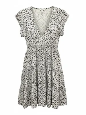 Urban Outfitters White Mini Dress with Black Ditsy Floral thumbnail 2
