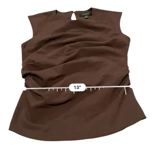 Banana Republic Top Womens 4 Brown Ruched Draped Sleeveless Keyhole Blouse NEW thumbnail 8