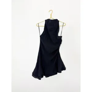 NWT Zara Black Halter Asymmetrical Ruffle Mini Dress Medium Fairy Whimsigoth thumbnail 4