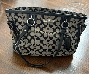 Coach Black and Gray Signature Shoulder Bag thumbnail 1