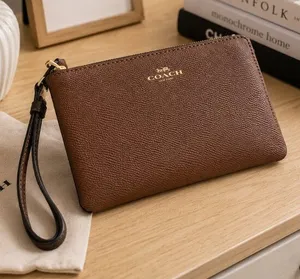 Coach Brown Pebbled Leather Wristlet Clutch NWT thumbnail 1