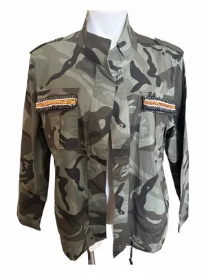 Military-Style Green Camo Utility Jacket thumbnail 1