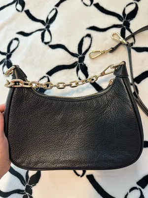 Michael Kors Black Pebbled Leather Shoulder Bag with Gold Hardware thumbnail 7