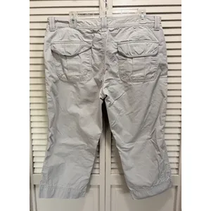 Old‎ Navy Khaki Tan Capri Pants Size 14 Mid Rise Pockets Zip Cotton thumbnail 3
