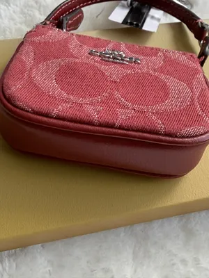 NWT Coach Mini Nolita Bag Charm In Signature Denim Silver/True Red CDB23 thumbnail 3