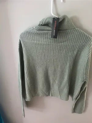 Ambiance Light Sage Green Ribbed Turtleneck Sweater thumbnail 3