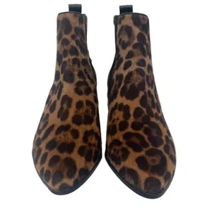 Nine West Leopard Animal Print Faux Fur Ankle Boots Block Heel Slip On Size 7.5 thumbnail 3
