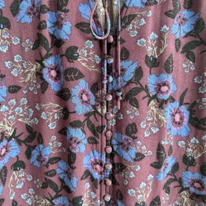 Free People Wine Purple Blue Boho Floral Mystery Bell Sleeve Tunic Blouse thumbnail 7