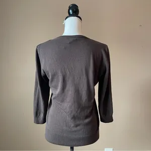 H&M | Brown Argyle Sweater Sz L thumbnail 4