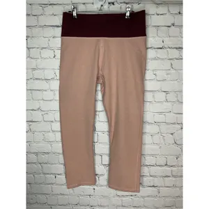 Fabletics Womens Active‎ High Waisted Crop Leggings Pink Burgundy L NWT thumbnail 2