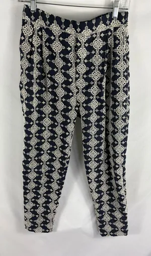 Zara Navy Embroidered Pant Size Small thumbnail 1