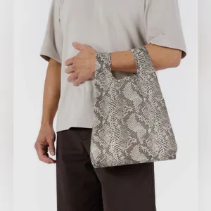 Baby BAGGU Gray Snakeskin Print Reusable Tote BAG Folds to 4x4” Washable Unisex thumbnail 3