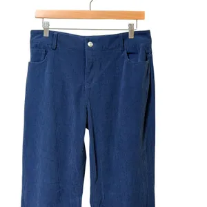 Edikted Blue Corduroy Wide Leg Flare Pants Womens Size Medium Mid Rise Retro Y2K thumbnail 3