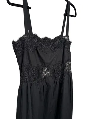 J. Crew Regenerative Cotton Black Lace Trim Midi Dress Size L CA667 thumbnail 5