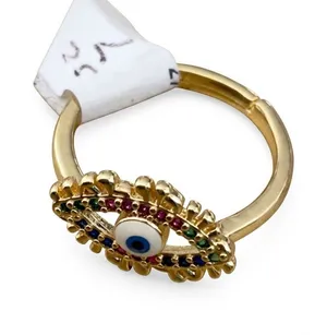 Evil Eye Ring with Multicolor Stones Gold thumbnail 1