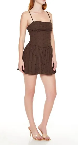 Forever 21 Brown Eyelet Bustier Corset Mini Dress thumbnail 4