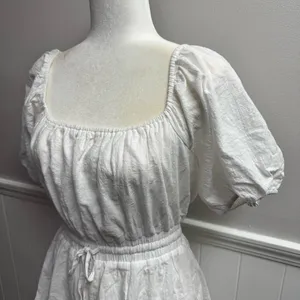Lulus Sunny Day Feeling Tiered Puff Short Sleeve Mini Dress White Small NEW thumbnail 7
