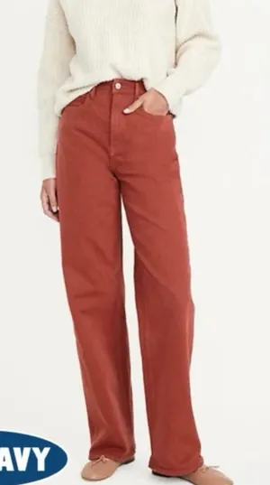 Old Navy Extra High Rise Sky High Wide Leg Jean 14 Tall Women’s Red Dirt thumbnail 1