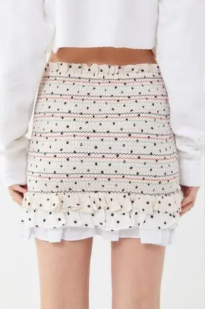 English Factory Polka Dot Smocked Mini Skirt Size Small thumbnail 1