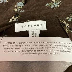 NEW Topshop Brown Ditsy Floral Print Satin Slip Long Sleeve Slim Maxi Dress Sz 2 thumbnail 7