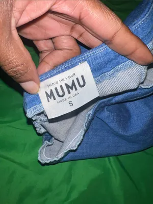 Show Me Your MuMu Blue Denim Mini Skirt with Front Hem Cutout size Small thumbnail 3