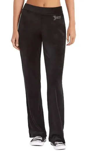 Juicy Couture Black Rhinestone Logo Velour Track Pants XL NWT thumbnail 1