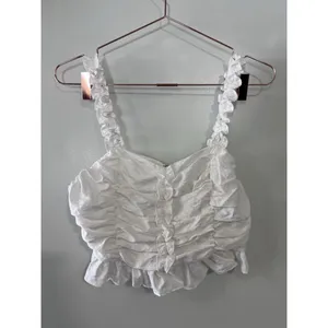 Endless Rose Women's Ruffled Ruched Cropped Top White‎ Size S NWT thumbnail 4