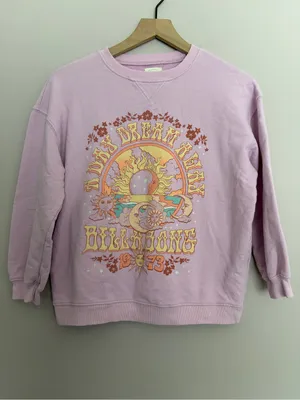 Billabong Light Pink Graphic Crewneck Sweatshirt Medium thumbnail 2