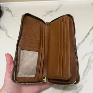 Michael Kors Brown and Gold Zip Wallet with MK Pull thumbnail 4