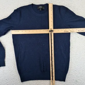 Theory Jaidyn OP Reverie Navy Blue Textured Knit Crew Neck Sweater Small H018712 thumbnail 6