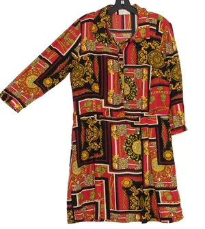 Bebop Y2K Baroque Mini Dress Red Abstract Bold Maximalist Old Money Statement Large thumbnail 1