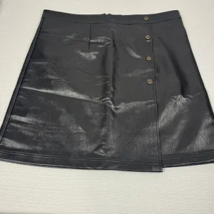 Black Faux Leather A Line Wrap Around Appearance Skirt‎ Plus Size 3XL thumbnail 2