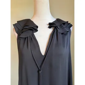 Amanda Uprichard Black Ruffle V-Neck‎ Sleeveless Shift Mini Dress Small classic thumbnail 4