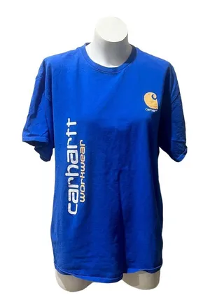 Carhartt Unisex XL Blue Crew Neck T-Shirt Spellout Logo Skull Graphic thumbnail 1