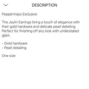 Peppermayo Gold Drop Earrings with Pearl Accent thumbnail 5