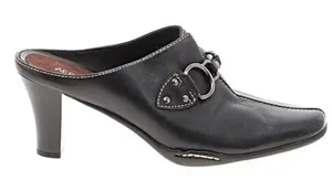 Aerosoles Cinch Worm‎ Heeled Mules 8M Black Leather Square Toe Buckle Slip On thumbnail 1