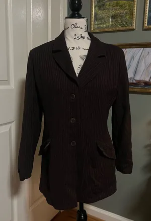 Vintage dark academia office siren espresso brown wool blend Blazer Size 10 thumbnail 1