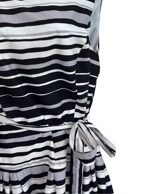 Robbie Bee Striped Belted Fit & Flare Dress Size 12 thumbnail 4
